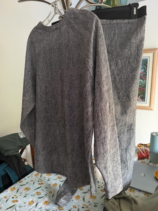 Pants - Women's Crewneck Knit Sweater & Pants Set - Gray